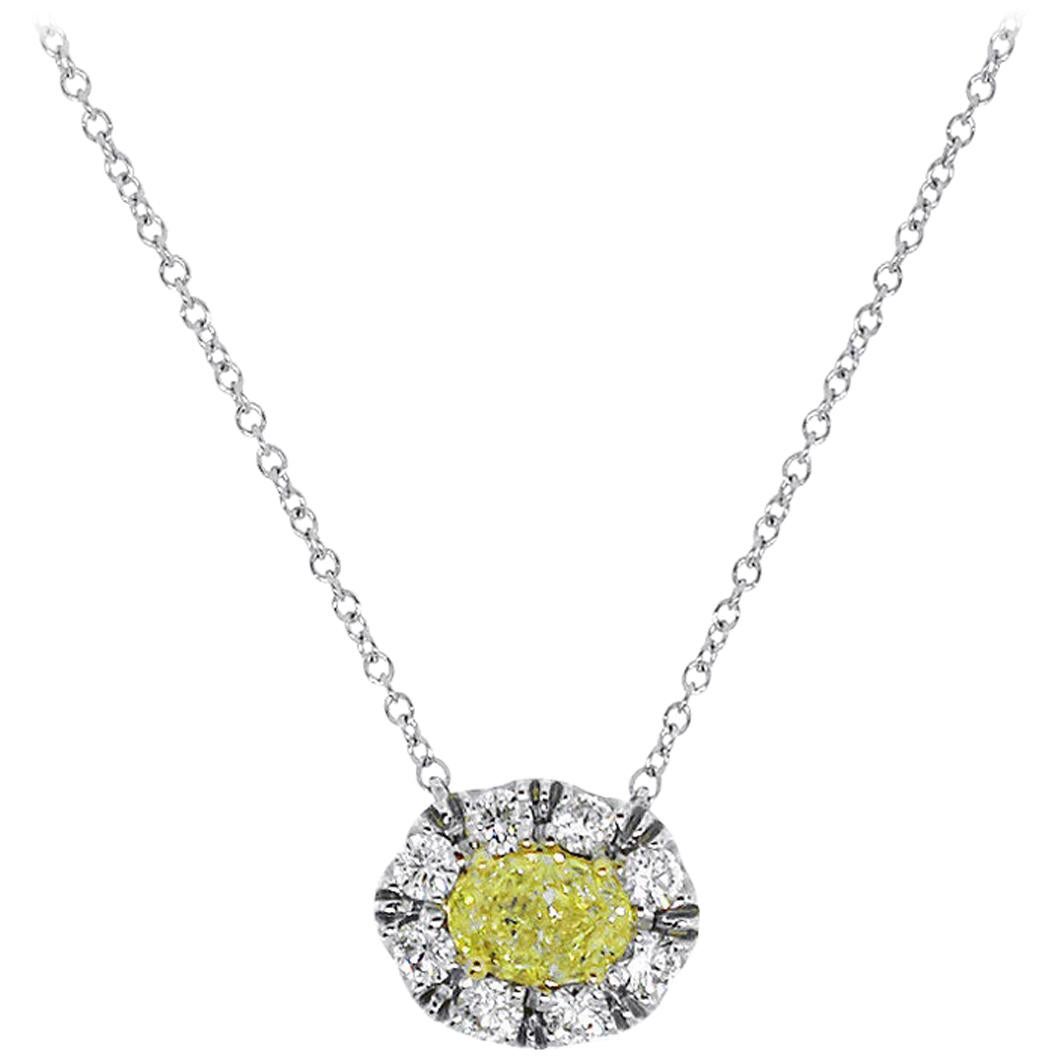 GIA Certified 0.50 Carat Fancy Yellow Necklace