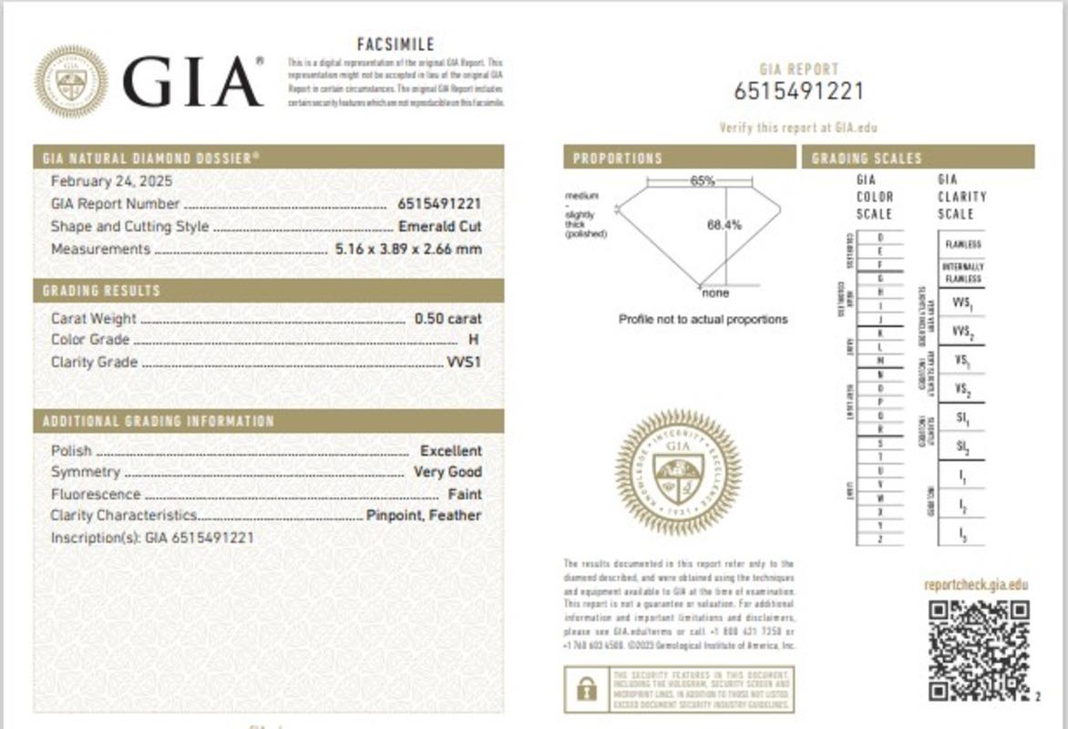 GIA Certified 0.50 Carat H Colour vvs1 Clarity Diamond For Sale 2