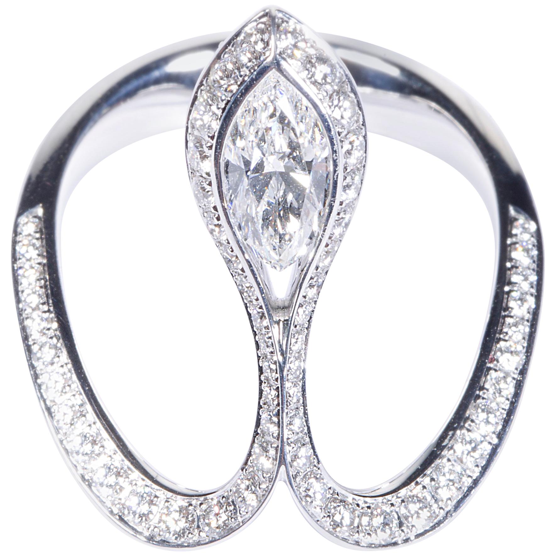 GIA Certified 0.50 Carat Marquise Diamond Royale Ring For Sale