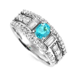 GIA Certified 0.50 Carat Natural Paraiba Tourmaline and Diamond Made in Platinum