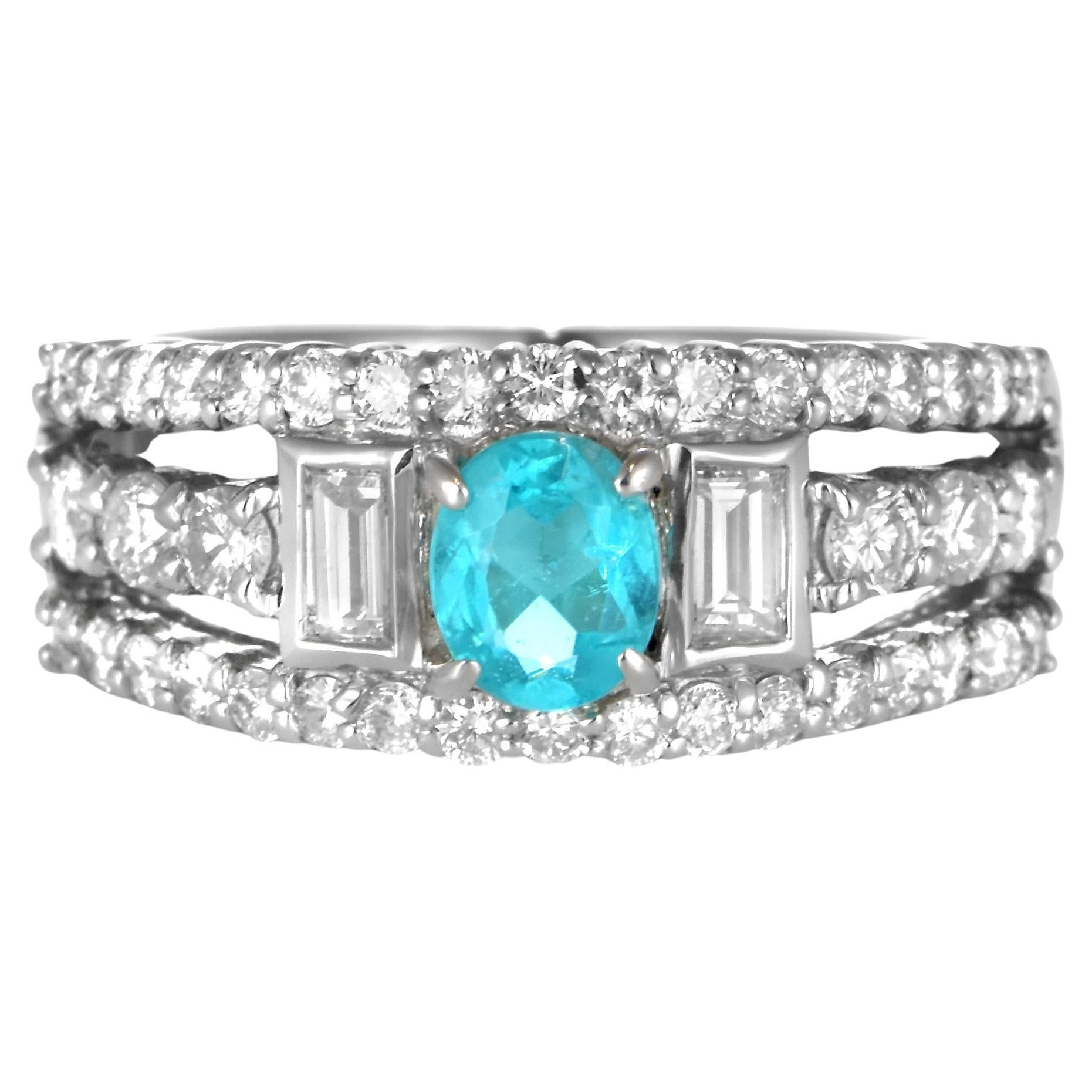 Tourmaline Paraiba et diamant en platine certifié GIA de 0,50 carat naturel en vente