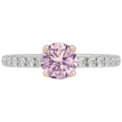 GIA Certified 0.50 Carat Round Brilliant Pink Diamond Ring