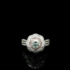 GIA Certified 0.50 Carat Very Light Green Yellow SI1 Clarity Diamond ring