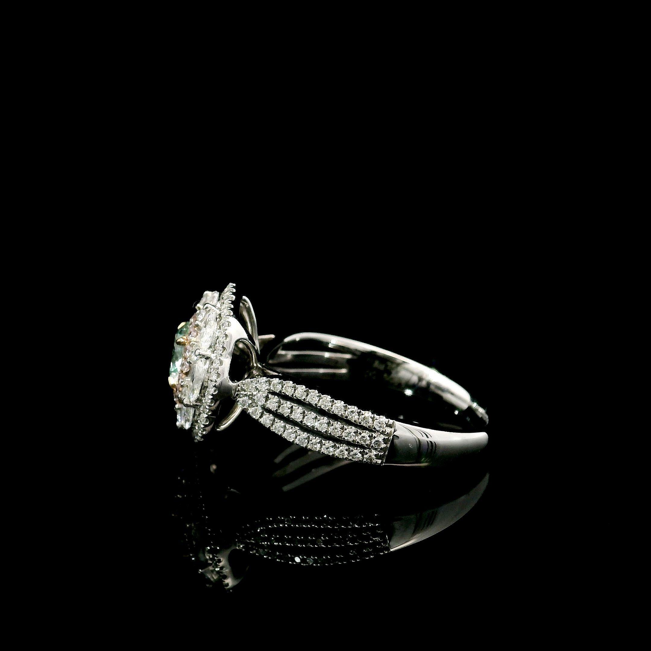 GIA Certified 0.50 Carat Very Light Green Yellow SI1 Clarity Diamond ring In New Condition For Sale In บางรัก, TH