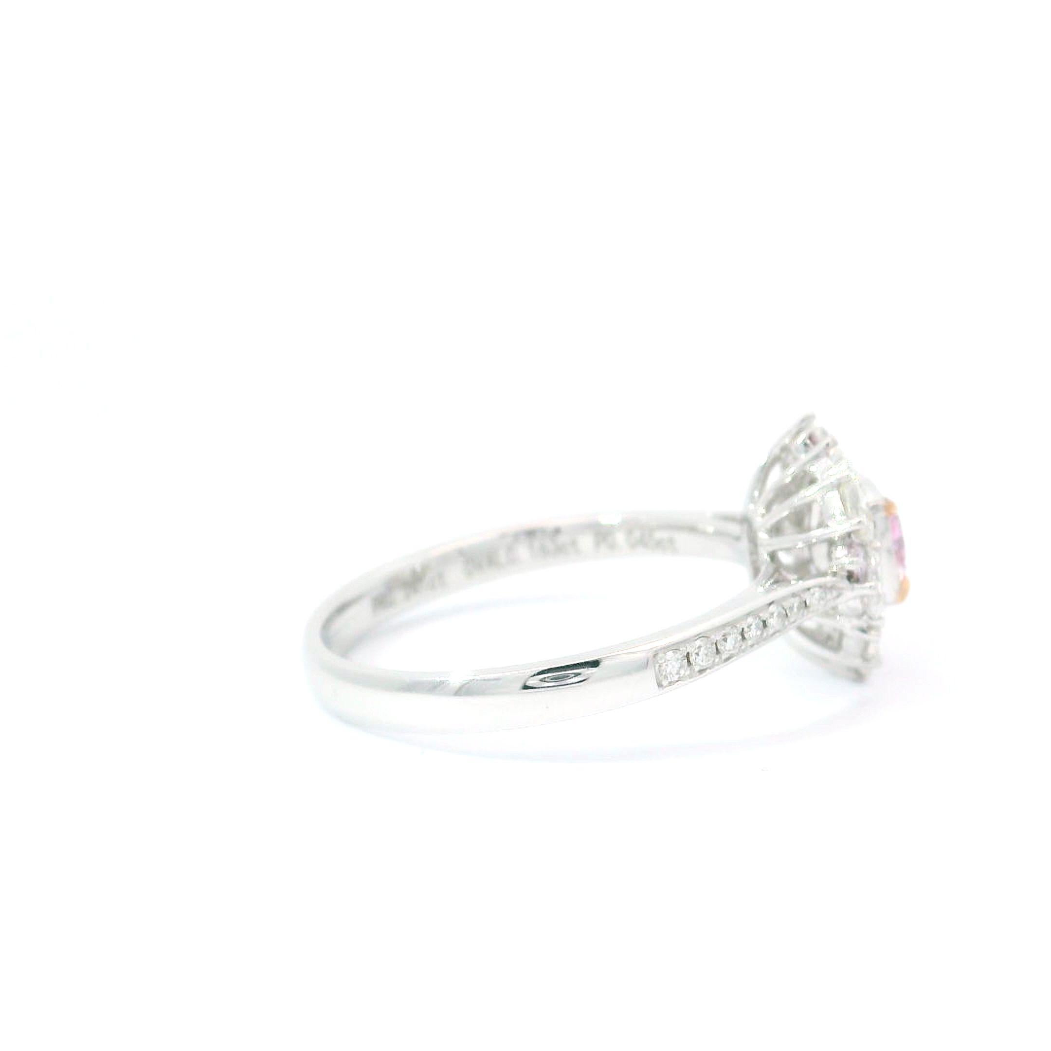 GIA-zertifizierter 0,50 Karat sehr heller Pink Diamond Ring VS2 Reinheit im Angebot 6