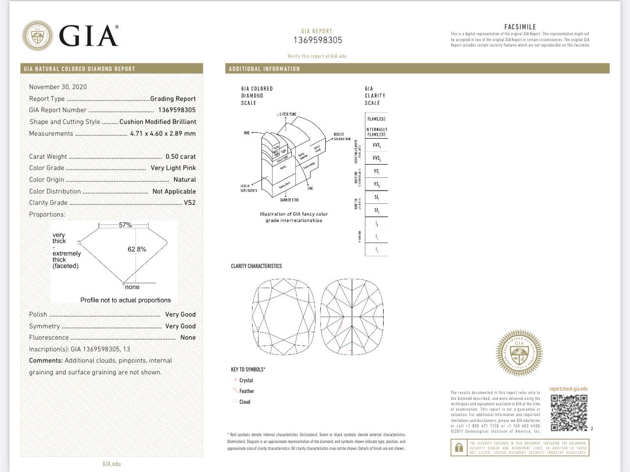 GIA-zertifizierter 0,50 Karat sehr heller Pink Diamond Ring VS2 Reinheit im Angebot 7