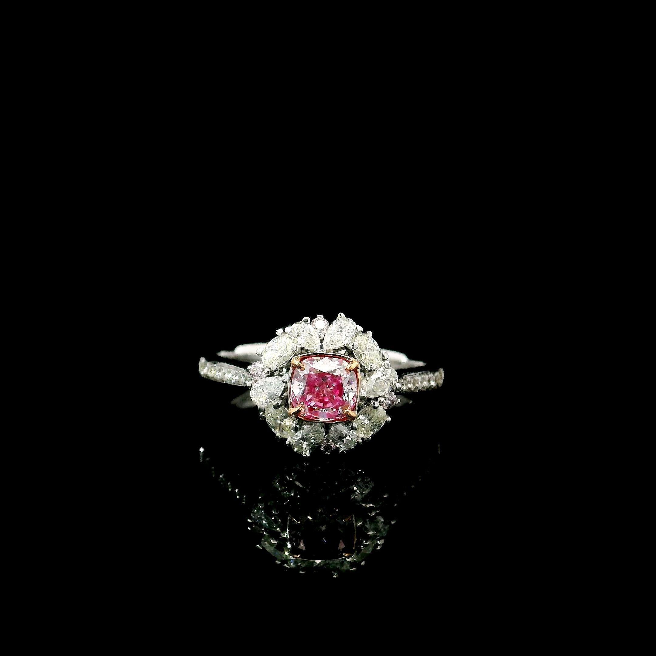 GIA-zertifizierter 0,50 Karat sehr heller Pink Diamond Ring VS2 Reinheit für Damen oder Herren im Angebot