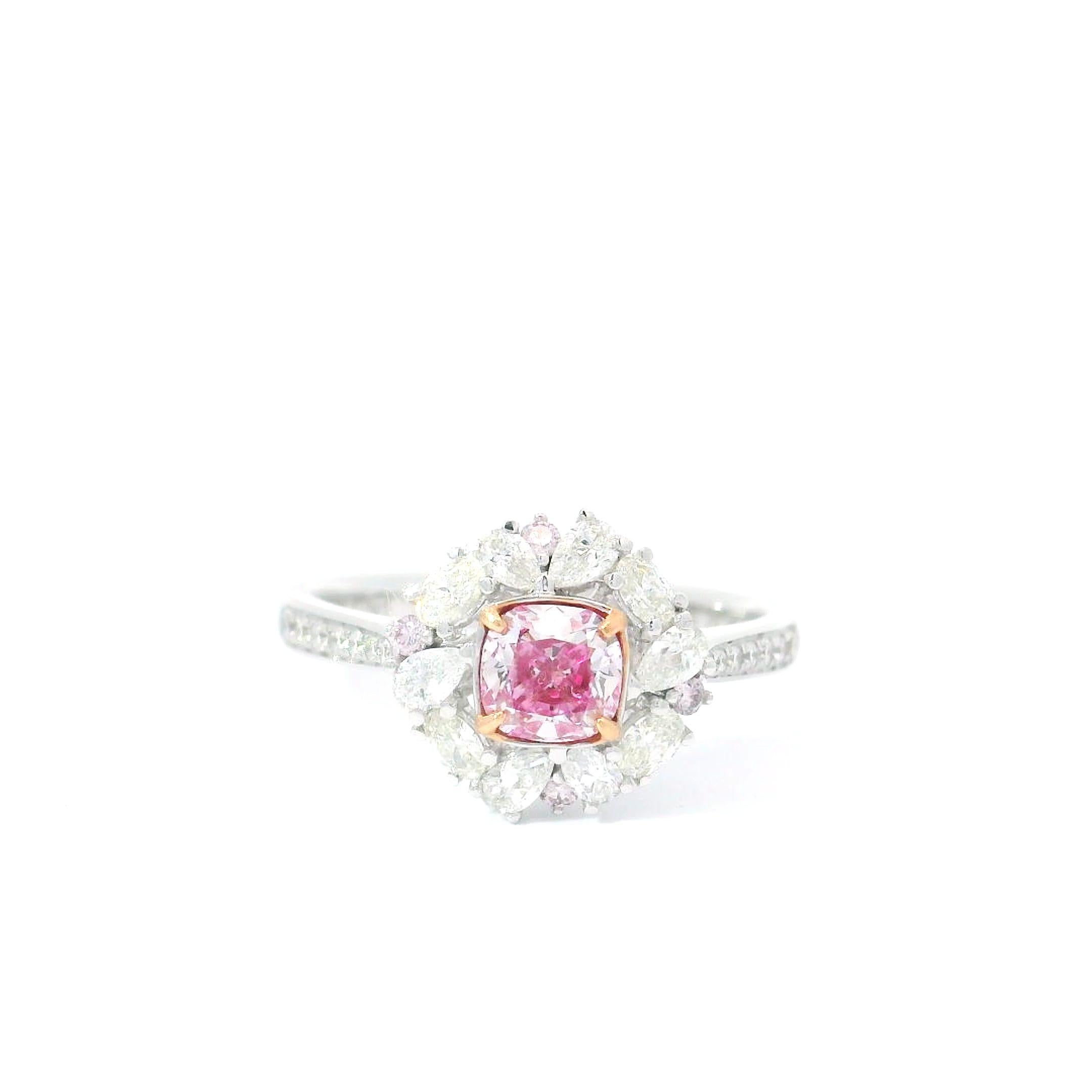 GIA-zertifizierter 0,50 Karat sehr heller Pink Diamond Ring VS2 Reinheit im Angebot 3