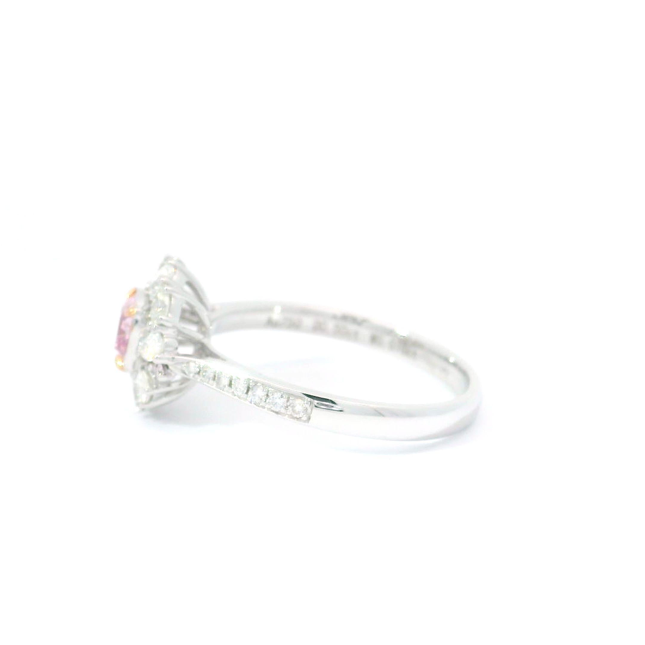 GIA-zertifizierter 0,50 Karat sehr heller Pink Diamond Ring VS2 Reinheit im Angebot 4