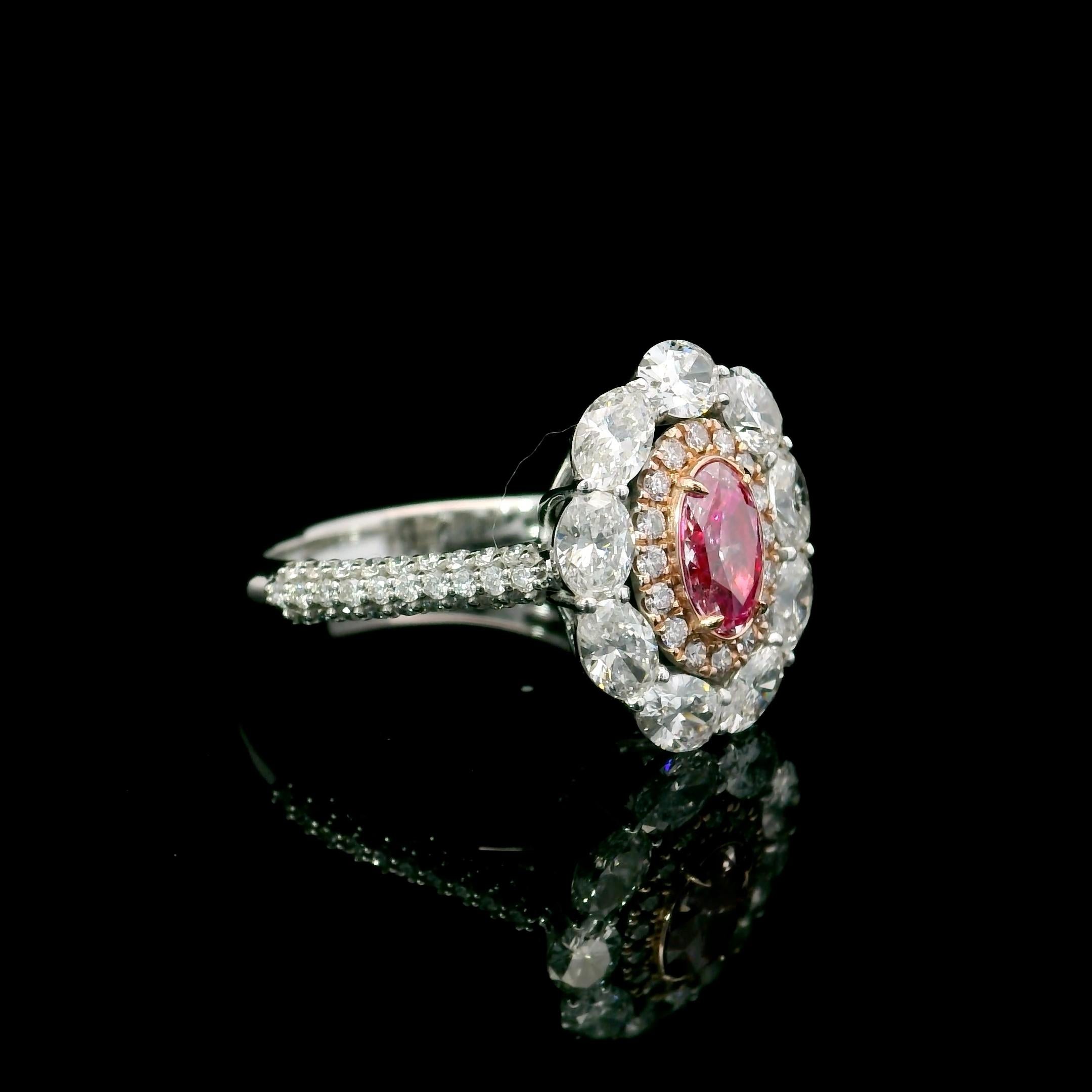 Oval Cut GIA Certified 0.50 Carat Very Light Pink SI2 Clarity Diamond Ring