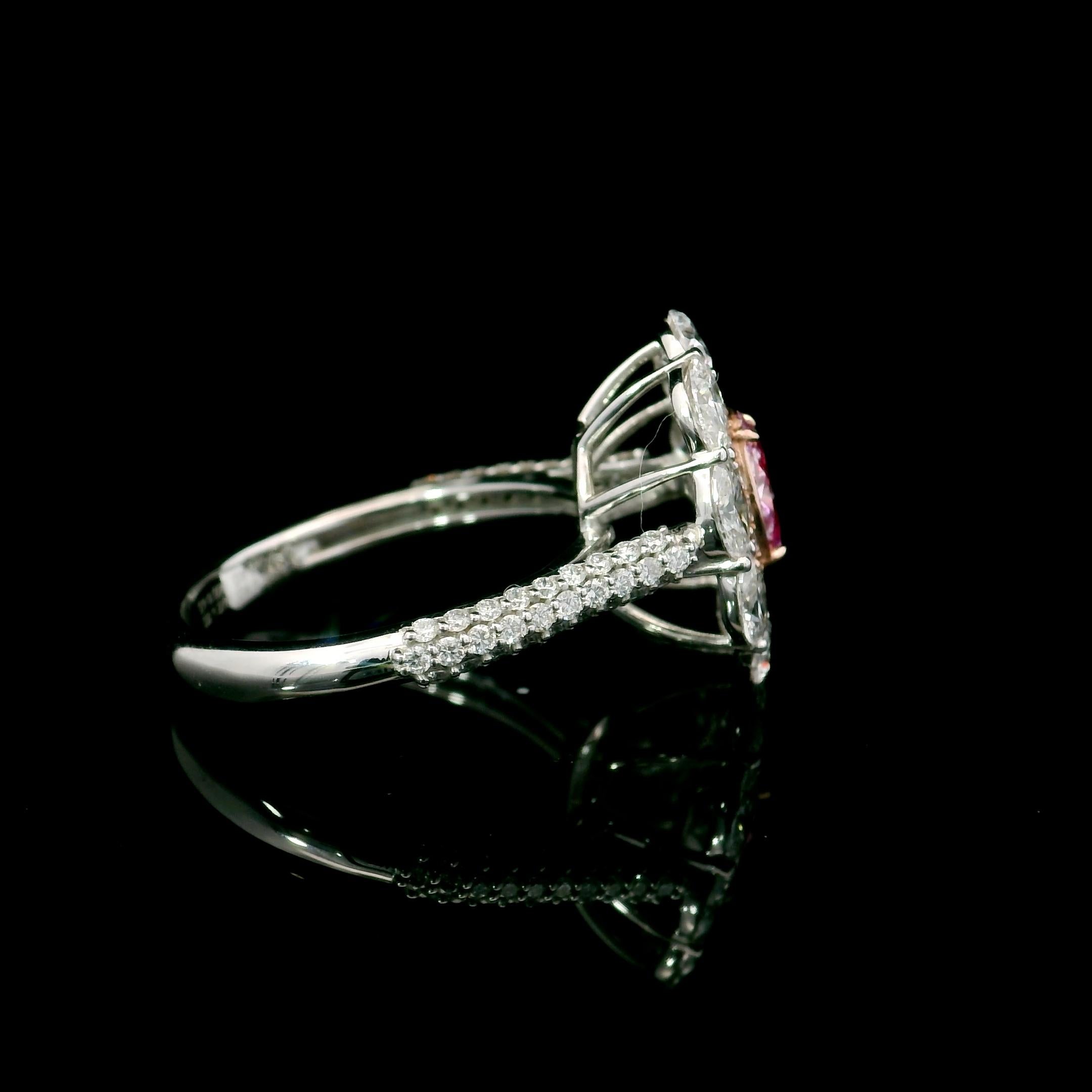 GIA Certified 0.50 Carat Very Light Pink SI2 Clarity Diamond Ring 2