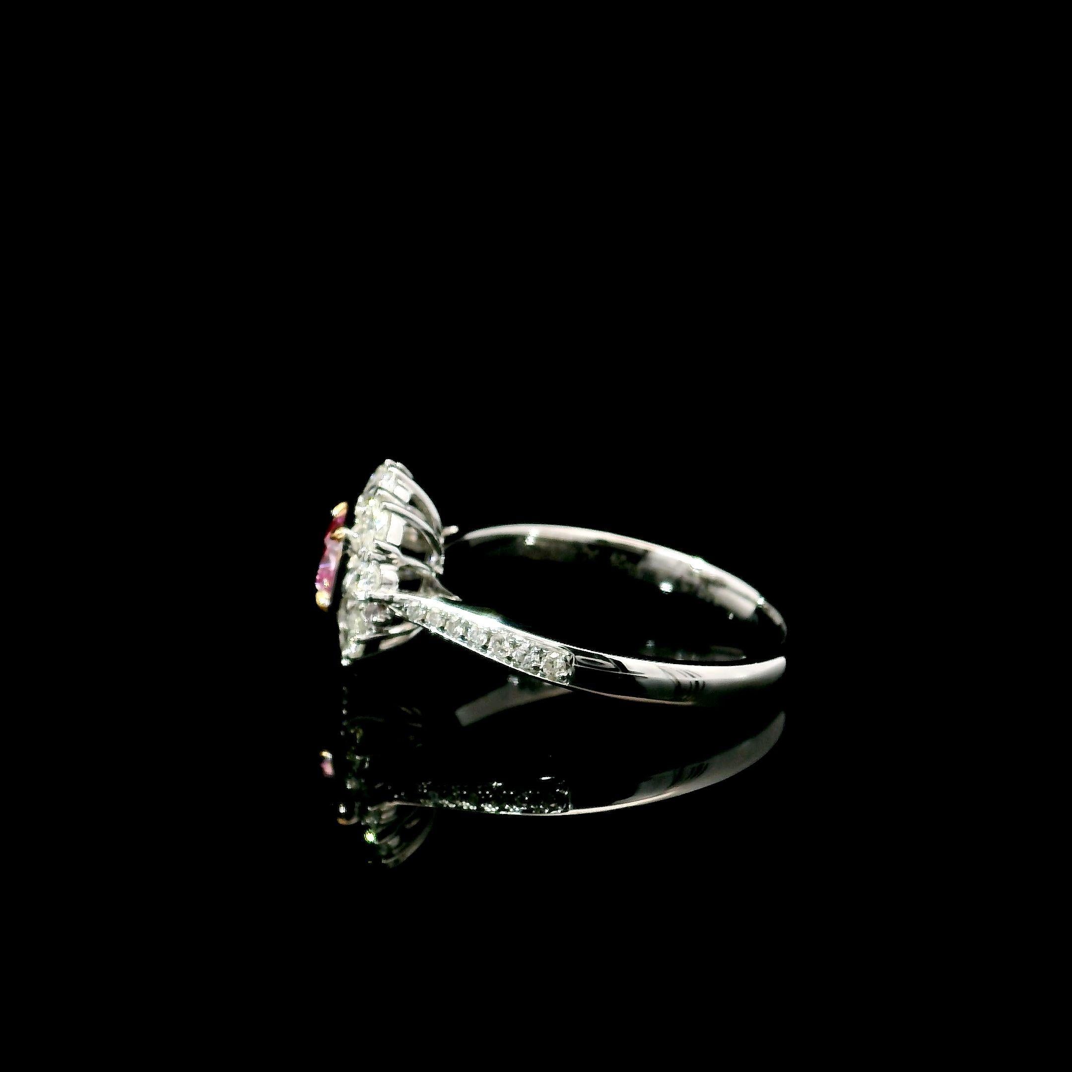 GIA Certified 0.50 Carat Very Light Pink VS2 Clarity Diamond Ring For Sale 1
