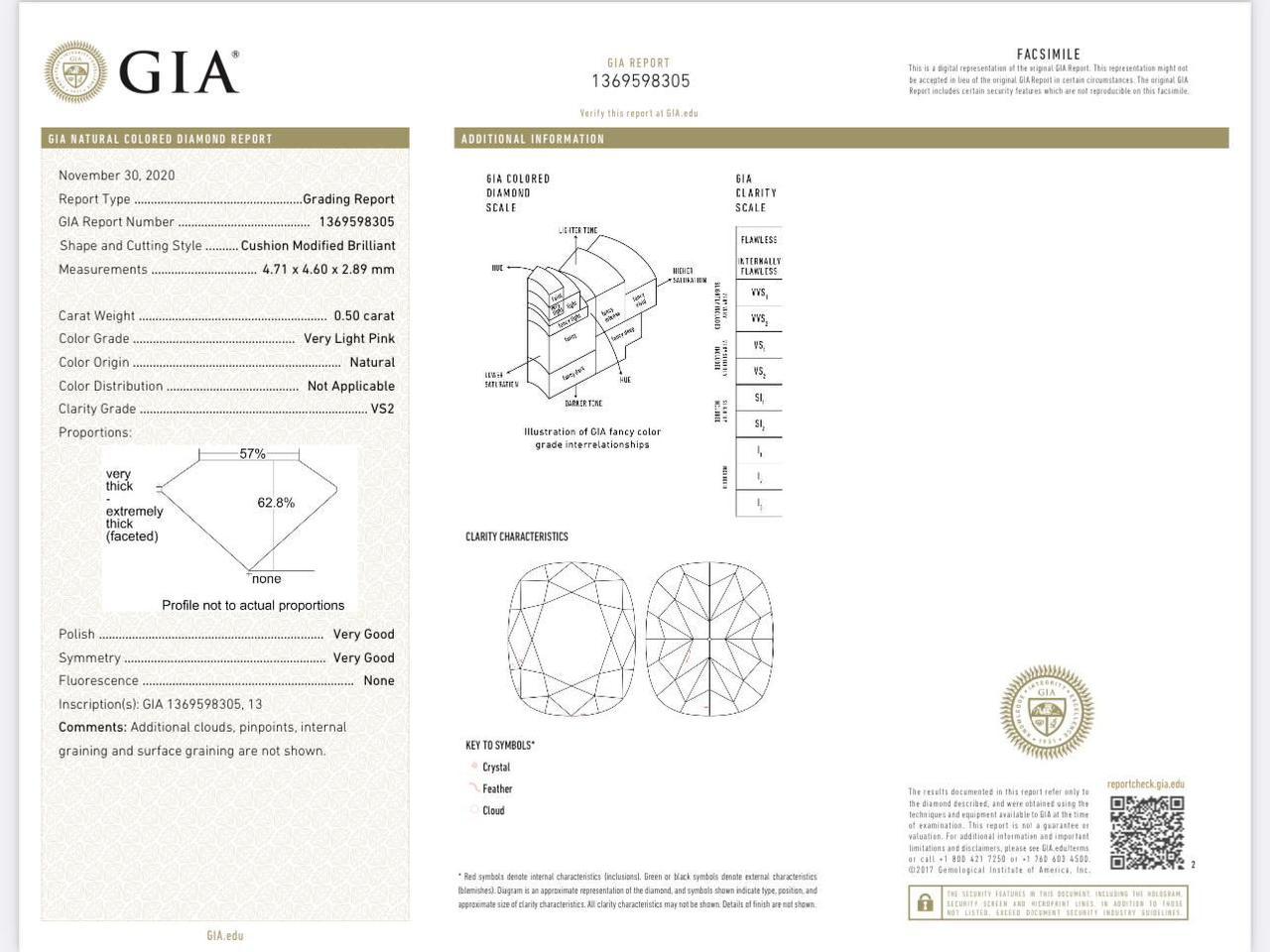 GIA Certified 0.50 Carat Very Light Pink VS2 Clarity Diamond Ring For Sale 3
