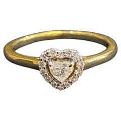GIA Certified 0.50 Carats F/VVS1 Heart Shape Diamond Halo Ring 18K Yellow Gold