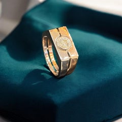 GIA Certified 0.50 Cts D FL Round Brilliant Diamond Men’s Ring 18K Two-Tone Gold