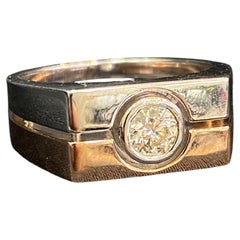 GIA Certified 0.50 Cts D FL Round Brilliant Diamond Men’s Ring 18K Two-Tone Gold