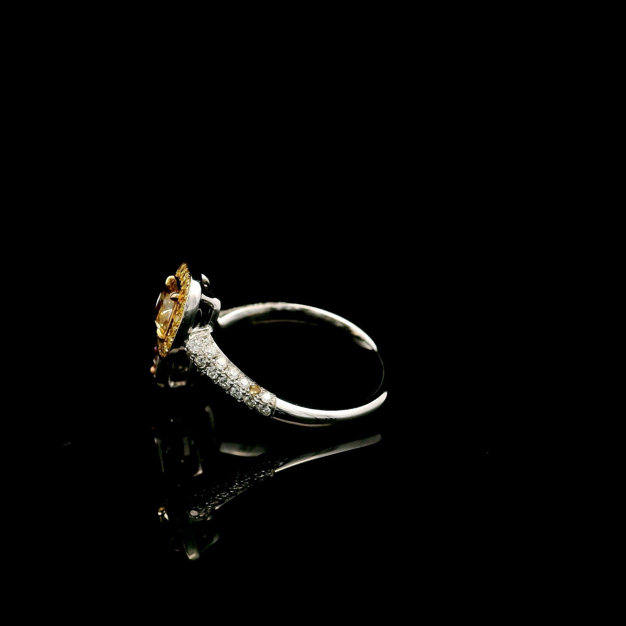 GIA Certified 0.50 Fancy Light Brownish Yellow SI1 / 0.53 Faint Pink VS2 Ring For Sale 1