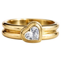 GIA Certified 0.50ct Heart Shape Diamond Modern Engagement Ring 14K Solid Gold