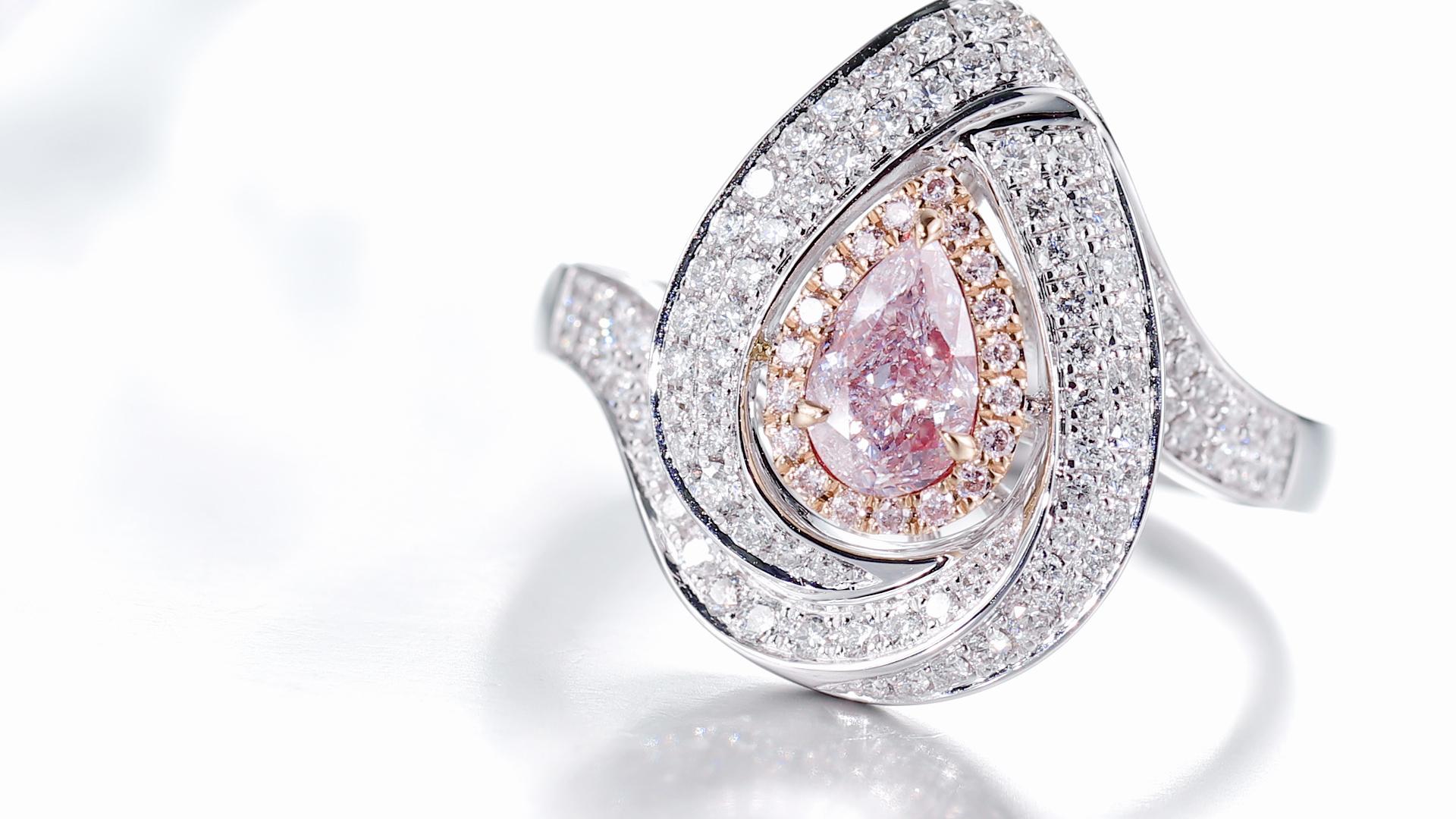 GIA Certified, 0.50ct Light Pink Natural Fancy Color Diamond Engagement Ring For Sale 2