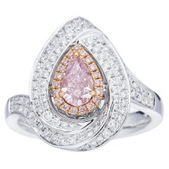 GIA Certified, 0.50ct Light Pink Natural Fancy Color Diamond Engagement Ring