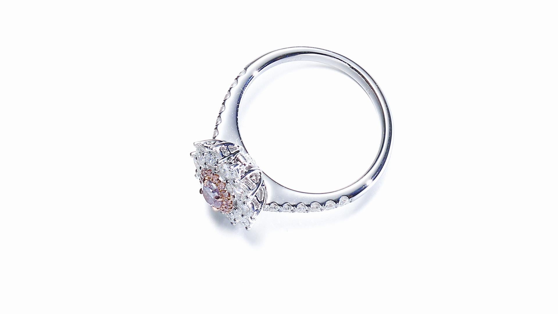 Women's GIA Certified, 0.50ct  Natural Fancy Light Purplish Pink Oval Shape Diamond Ring For Sale