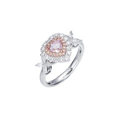 GIA Certified, 0.50ct Natural Light Pink Heart Shape Diamond Solitaire Ring 18kt