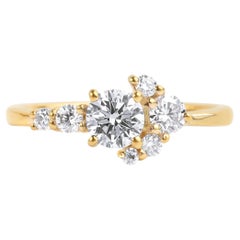 GIA-Certified 0.50ct Natural Round Diamond Seven-Stone Cluster Engagement Ring GIA-Certified 0.50ct Natural Round Diamond Seven-Stone Cluster Engagement Ring