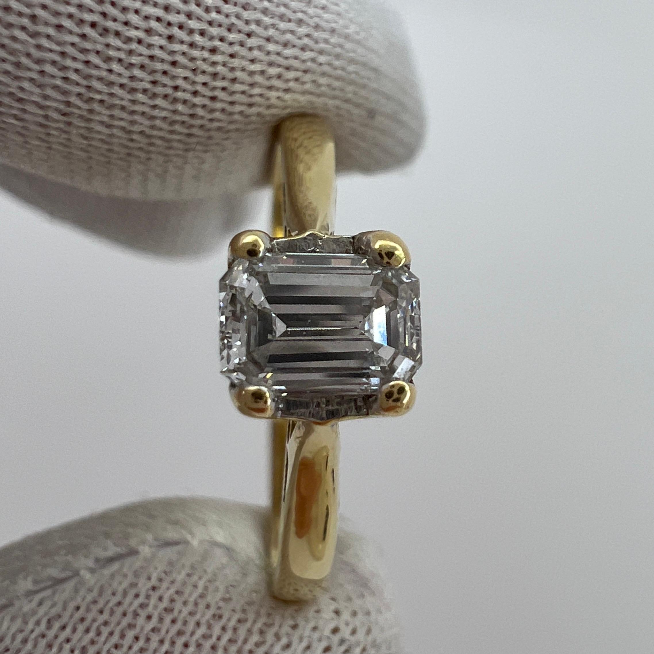 GIA Certified 0.51 Carat Emerald Cut White Diamond 18k Gold Solitaire Ring F SI2 6