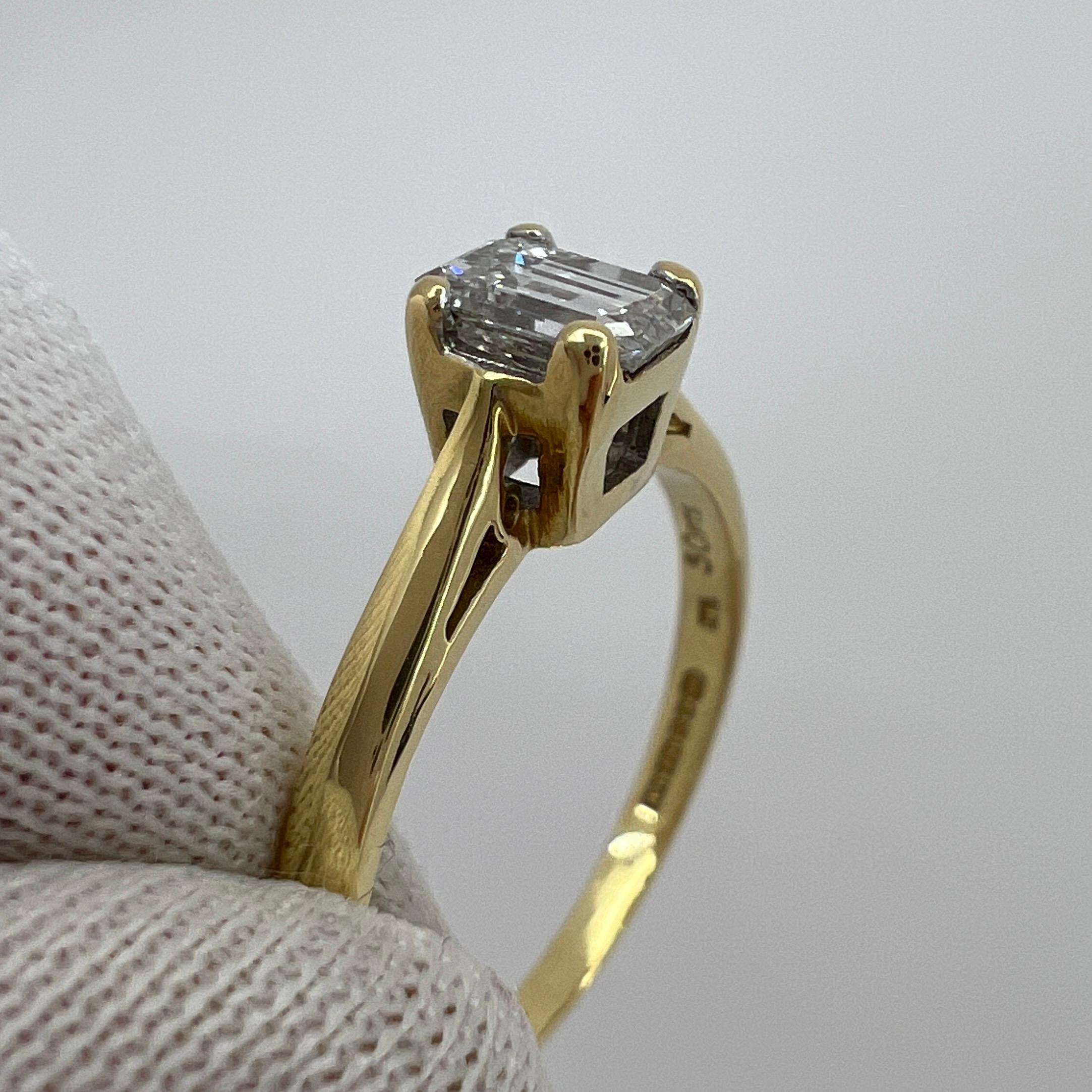 GIA Certified 0.51 Carat Emerald Cut White Diamond 18k Gold Solitaire Ring F SI2 7