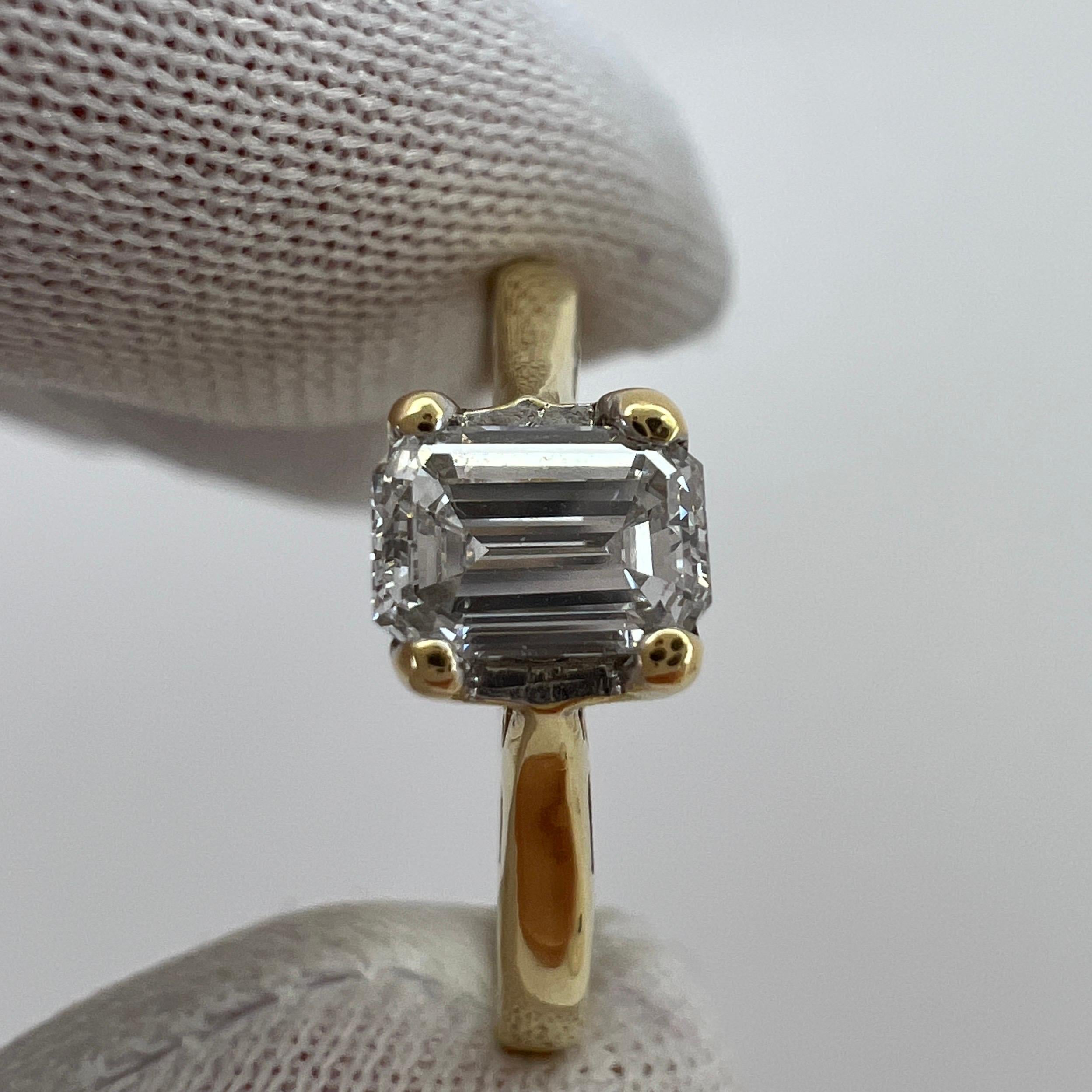 GIA Certified 0.51 Carat Emerald Cut White Diamond 18k Gold Solitaire Ring F SI2 8