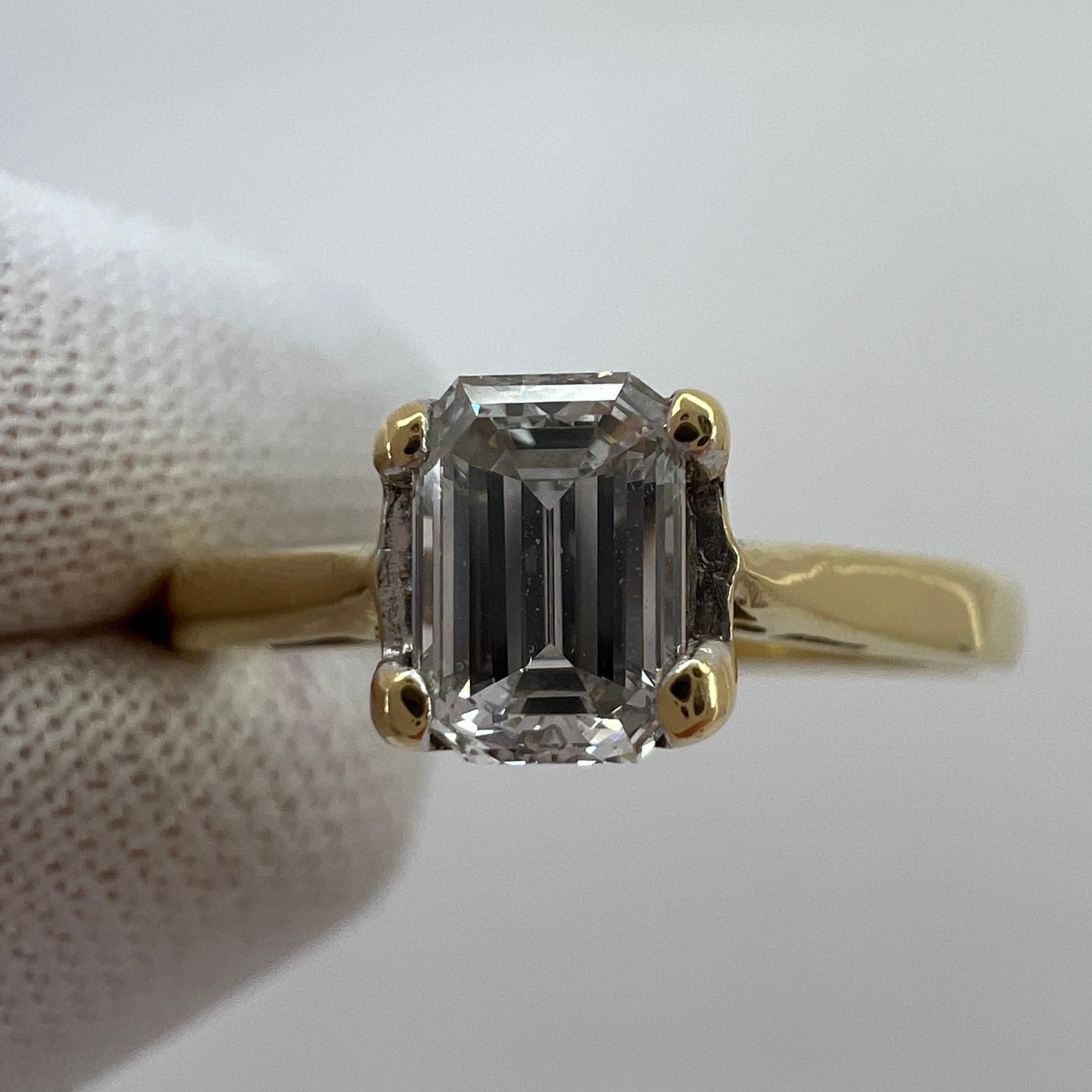 GIA Certified 0.51 Carat Emerald Cut White Diamond 18k Gold Solitaire Ring F SI2 3