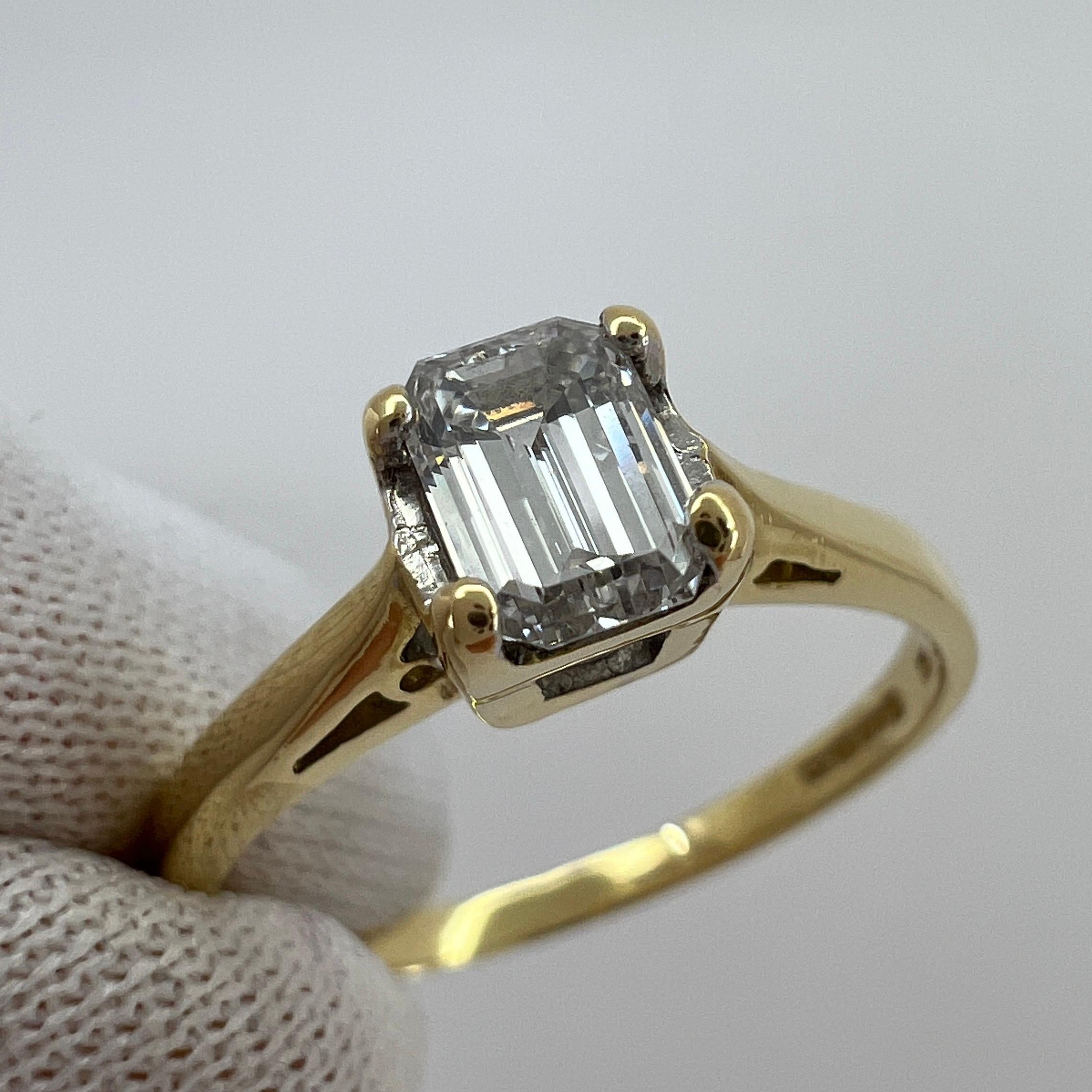 GIA Certified 0.51 Carat Emerald Cut White Diamond 18k Gold Solitaire Ring F SI2 4