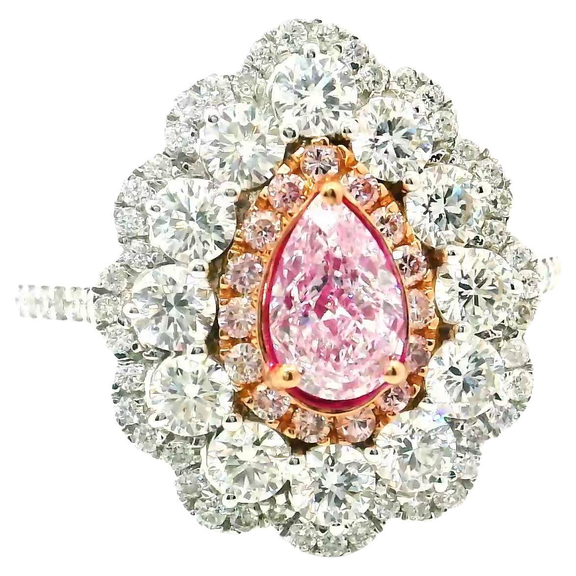 Bague rose pâle de 0,51 carat de pureté SI1 certifiée par le GIA