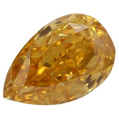 GIA Certified 0.51 Carat Fancy Intense Orangy Yellow SI2 Clarity Diamond