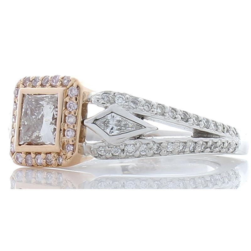 GIA Certified 0.51 Carat Fancy Light Brown-Pink Diamond Platinum Cocktail Ring (Carréschliff)