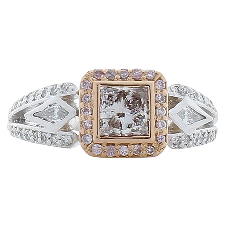 GIA Certified 0.51 Carat Fancy Light Brown-Pink Diamond Platinum Cocktail Ring