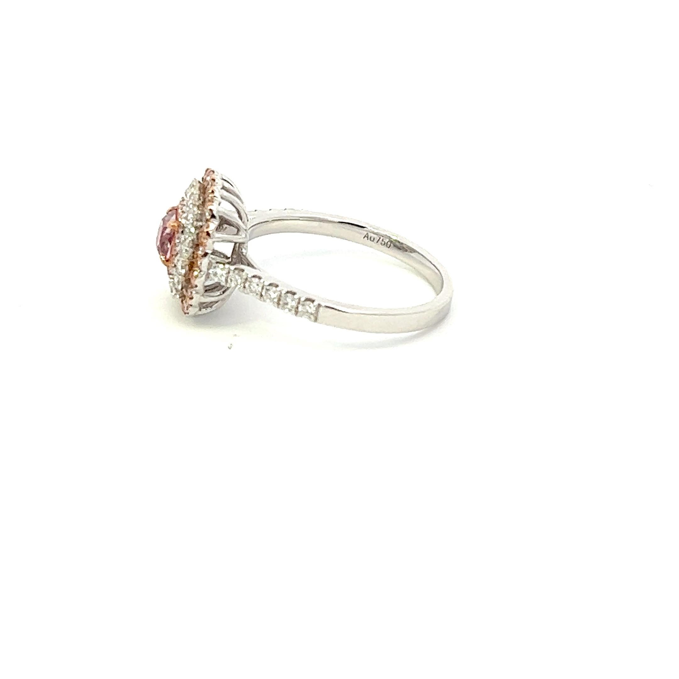 GIA-zertifizierter 0,51 Karat rosa Fancy-Diamantring (Kissenschliff) im Angebot