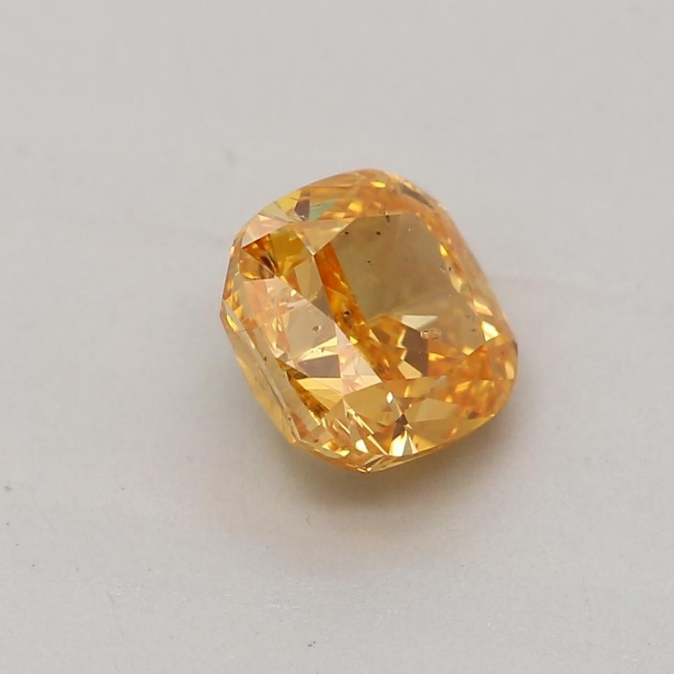 Women's or Men's GIA Certified 0.51 Carat Fancy Vivid Yellow Orange I1 Clarity Diamond For Sale