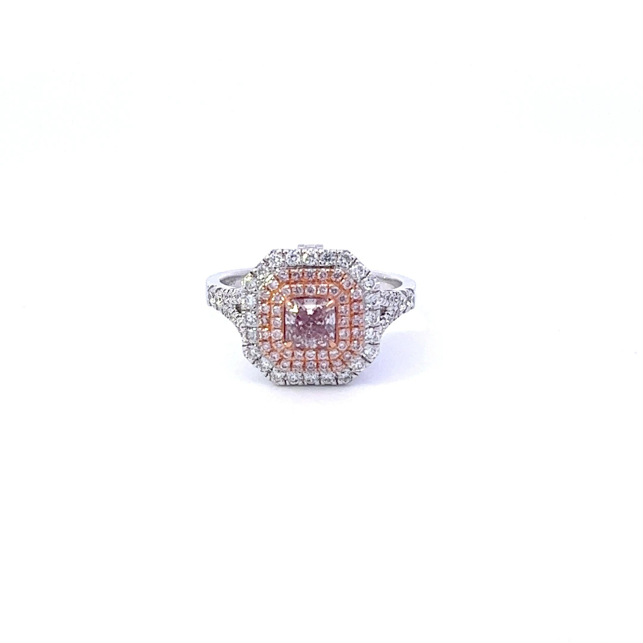 Square Cut GIA Certified 0.51 Carat Light Pink Diamond Ring For Sale