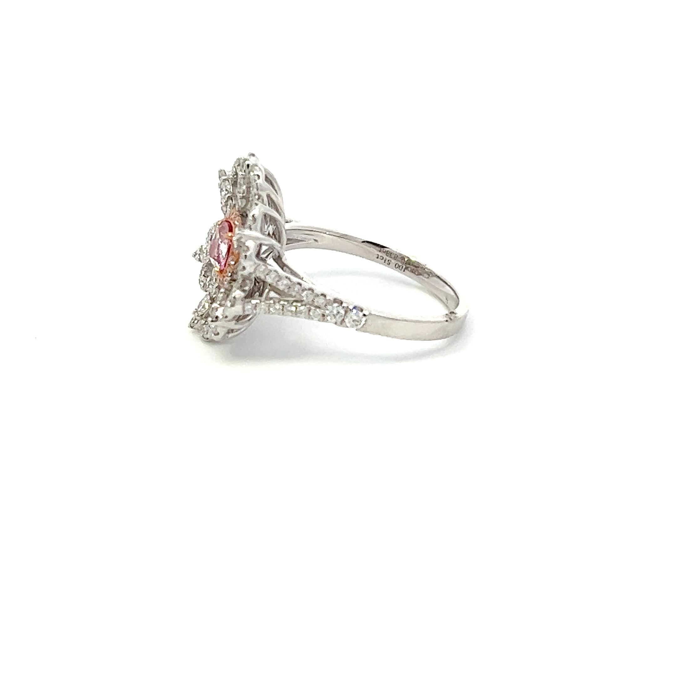 Cushion Cut GIA Certified 0.51 Carat Pink Diamond Ring For Sale