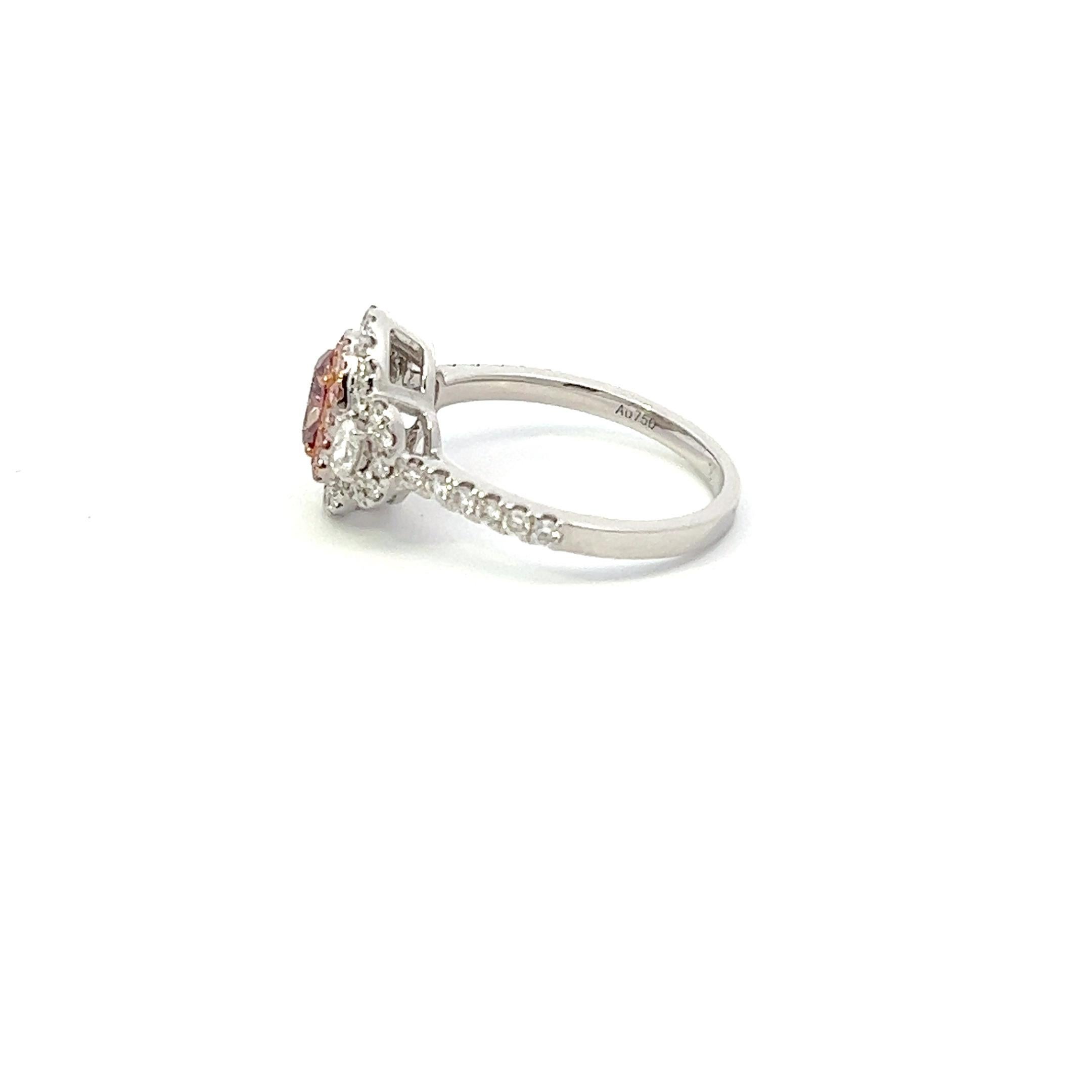 GIA-zertifizierter 0,51 Karat rosa Diamantring (Ovalschliff) im Angebot