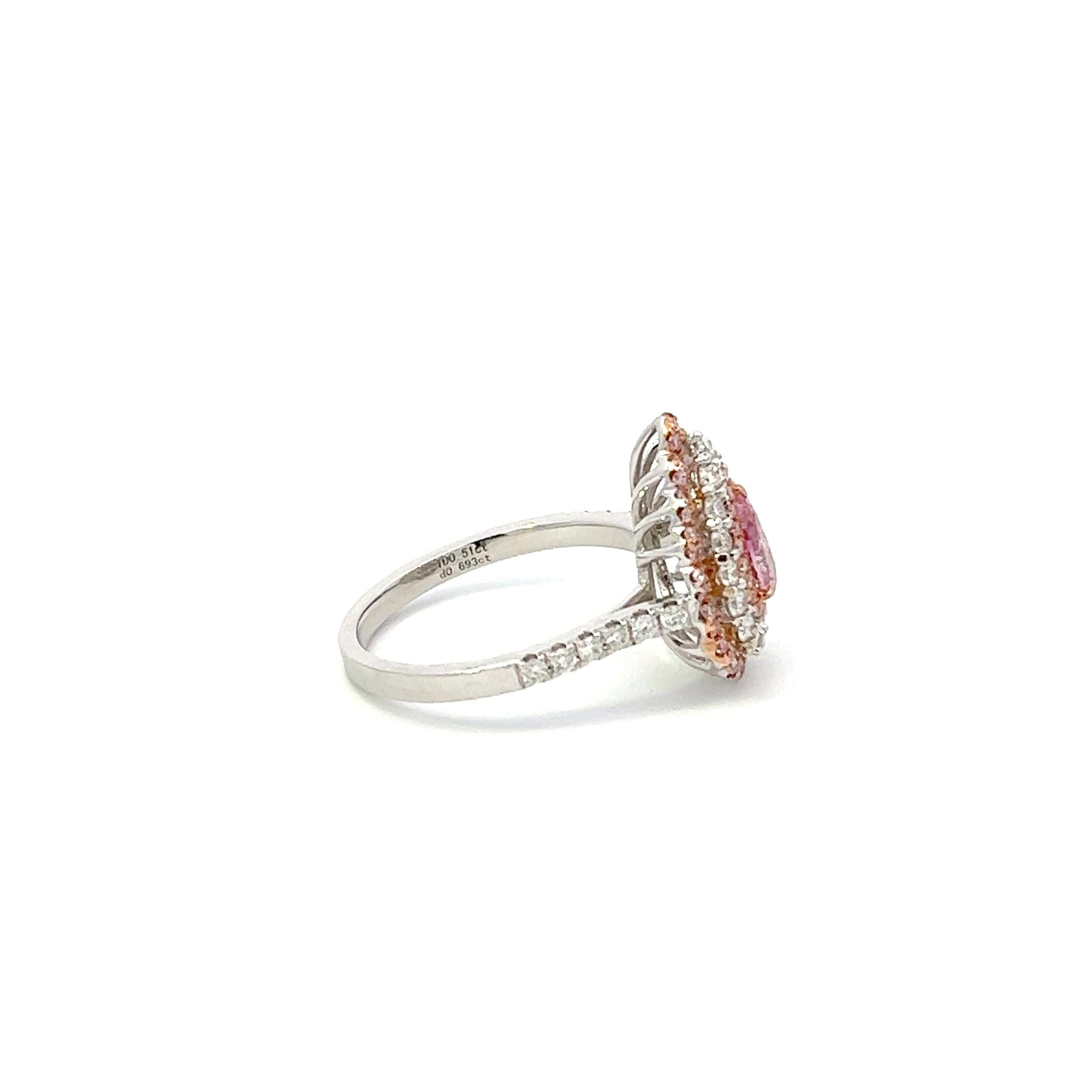 GIA Certified 0.51 Carat Pink Diamond Ring In New Condition For Sale In Los Angeles, CA
