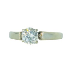 GIA Certified 0.51 Carat Round Diamond Engagement Ring 14k White Gold