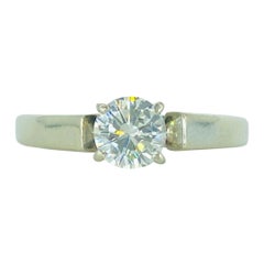Bague de fiançailles en or blanc 14 carats avec diamants ronds de 0,51 carat certifiés GIA