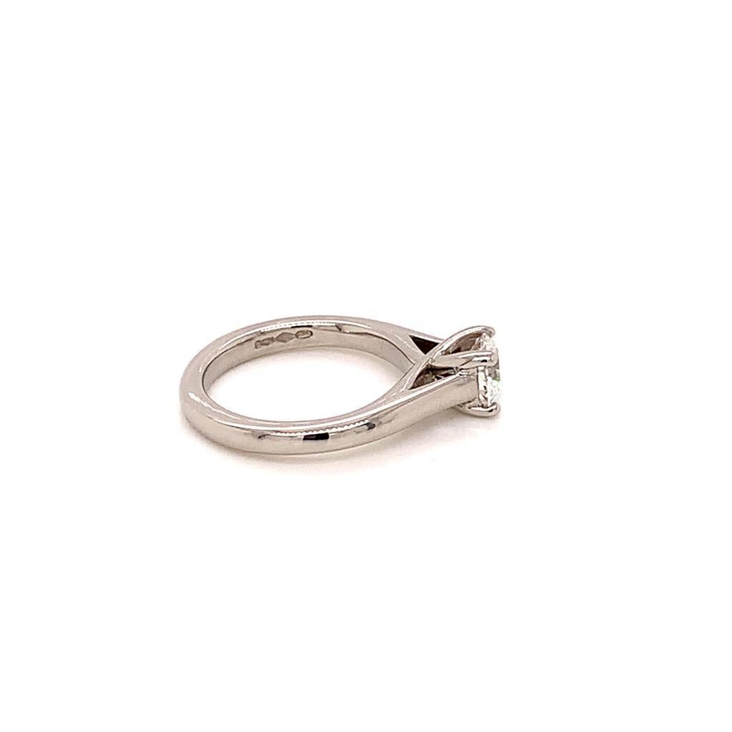 Women's GIA Certified 0.51 Carat Solitaire Round Brilliant Diamond Ring in Platinum For Sale