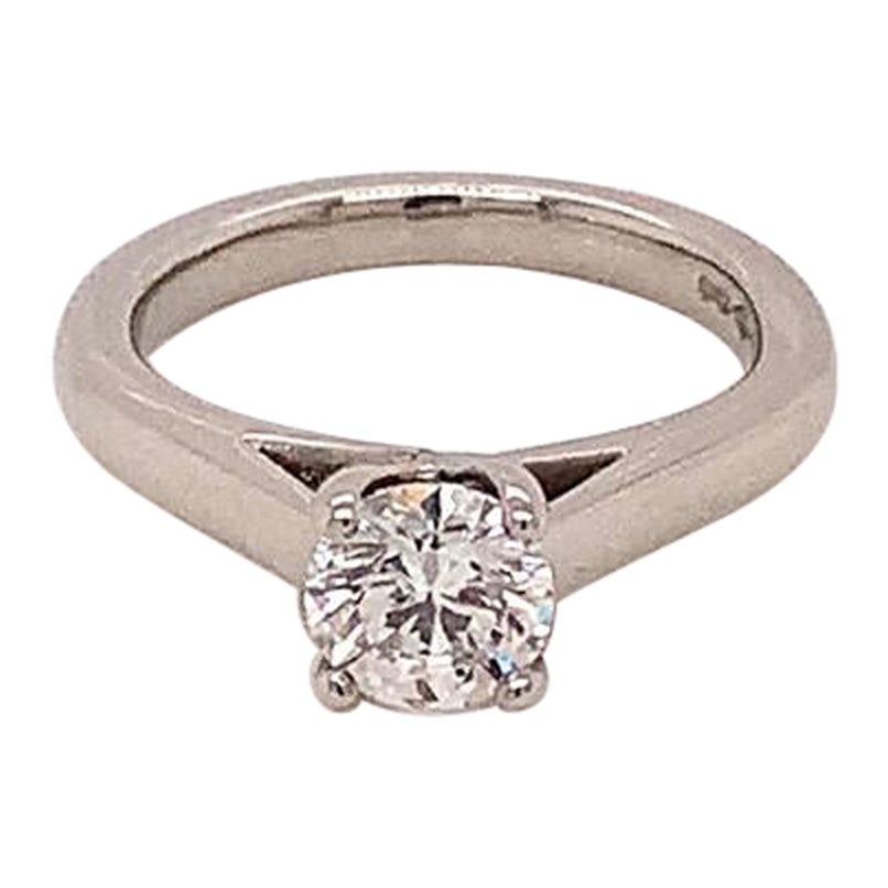 Bague solitaire en platine avec diamant rond brillant de 0,51 carat certifié par le GIA