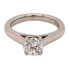 Bague solitaire en platine avec diamant rond brillant de 0,51 carat certifié par le GIA