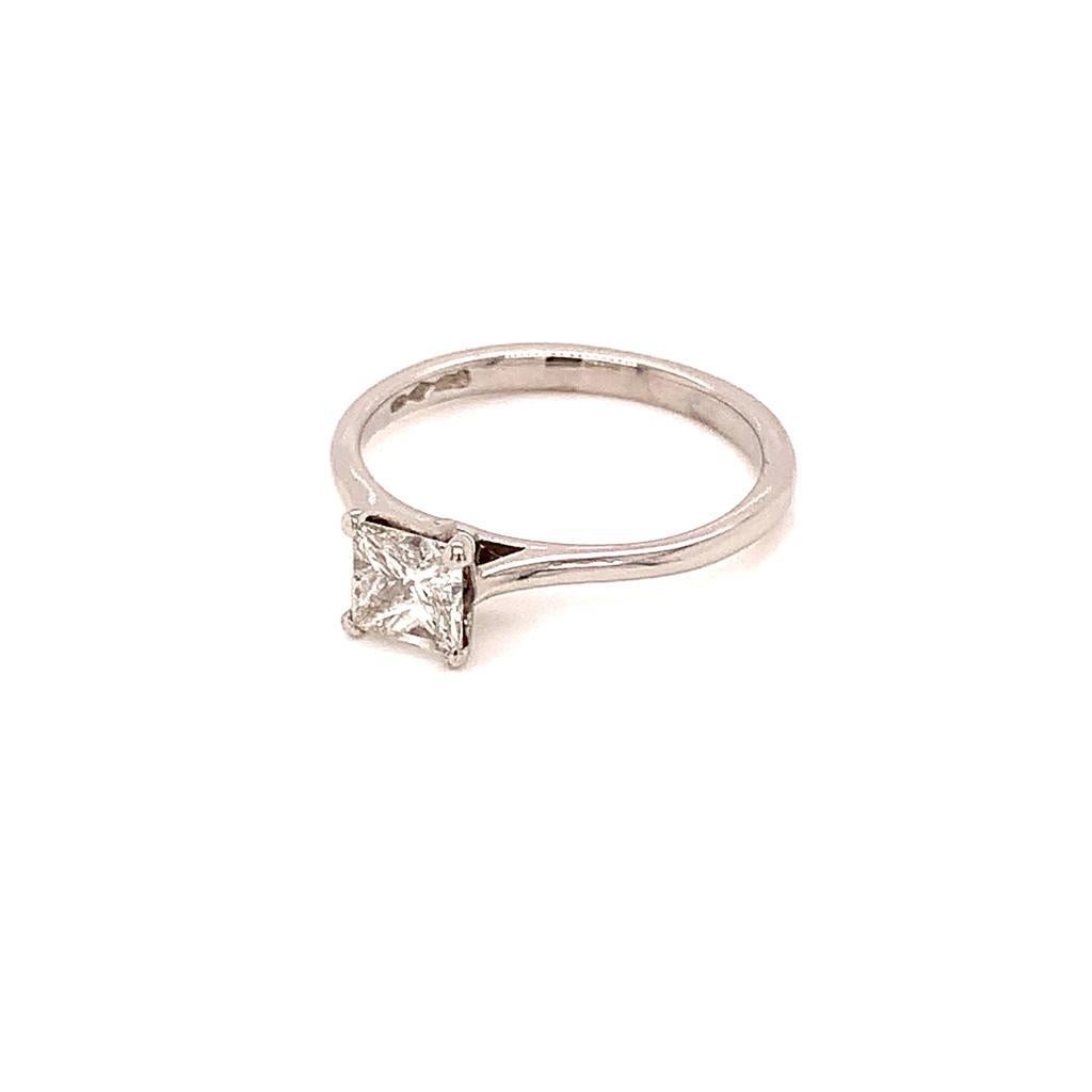 This Alluring ring from our Treasure Collection features a spectacular 0.51 Carat Solitaire Square Modified Brilliant Diamond of E colour and SI1 clarity. The Scintillating diamond in this masterpiece is set in Platinum, adding to its refined