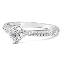 GIA Certified 0.51 Carat Round Brilliant Cut Diamond Pavé Engagement Ring