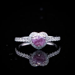 GIA Certified 0.51Ct Fancy Purple Pink Diamond & white Diamond Anillo en Oro de 18K